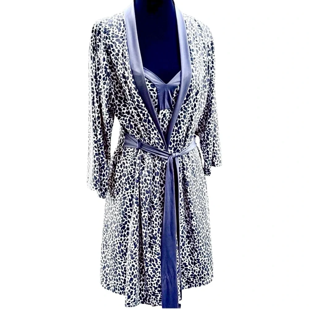 Leopard Print Robe & Chemise Set - Women Intimates - Picture 4 of 8